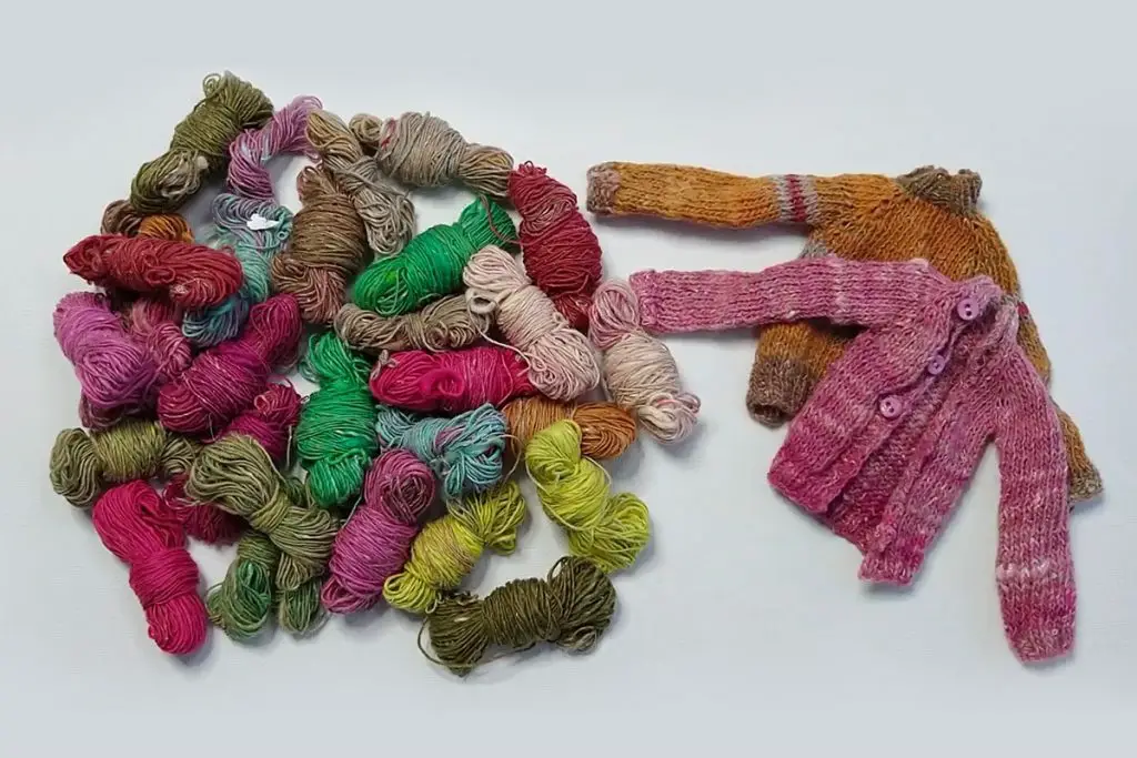 Miniature knitting using Noro yarns