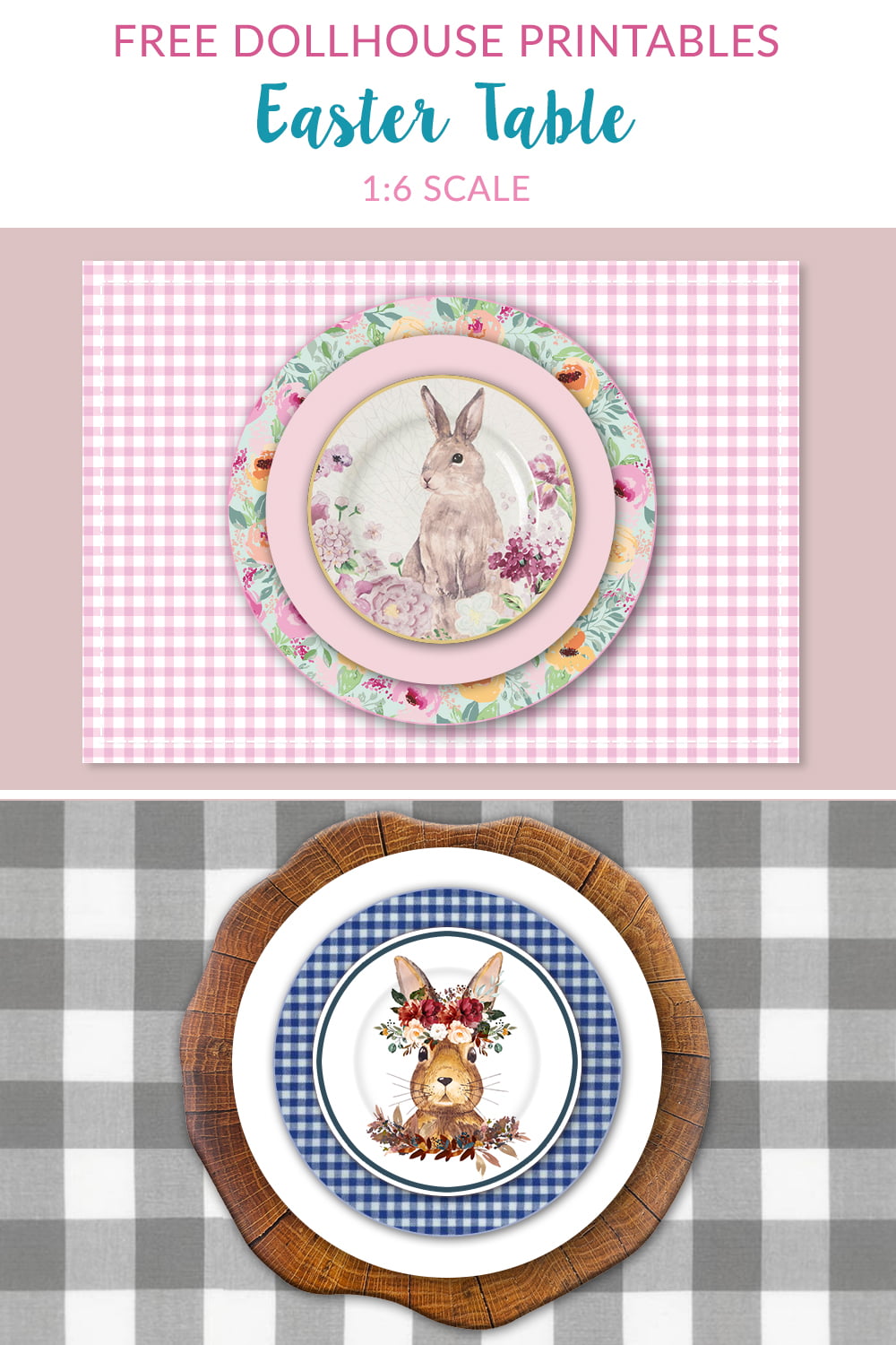 Free Easter Printables for Dolls - 1:6 scale table settings | Suni Doll