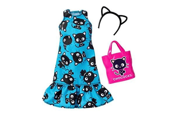 Barbie Fashion Pack Hello Kitty blue chococat dress and pink bag, cat headband
