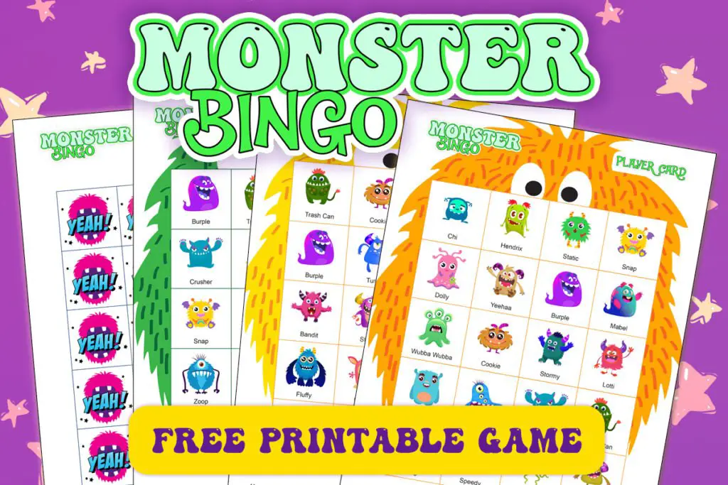 Kids party game monster bingo free printable Suni Doll Kids party game monster bingo free printable Suni Doll