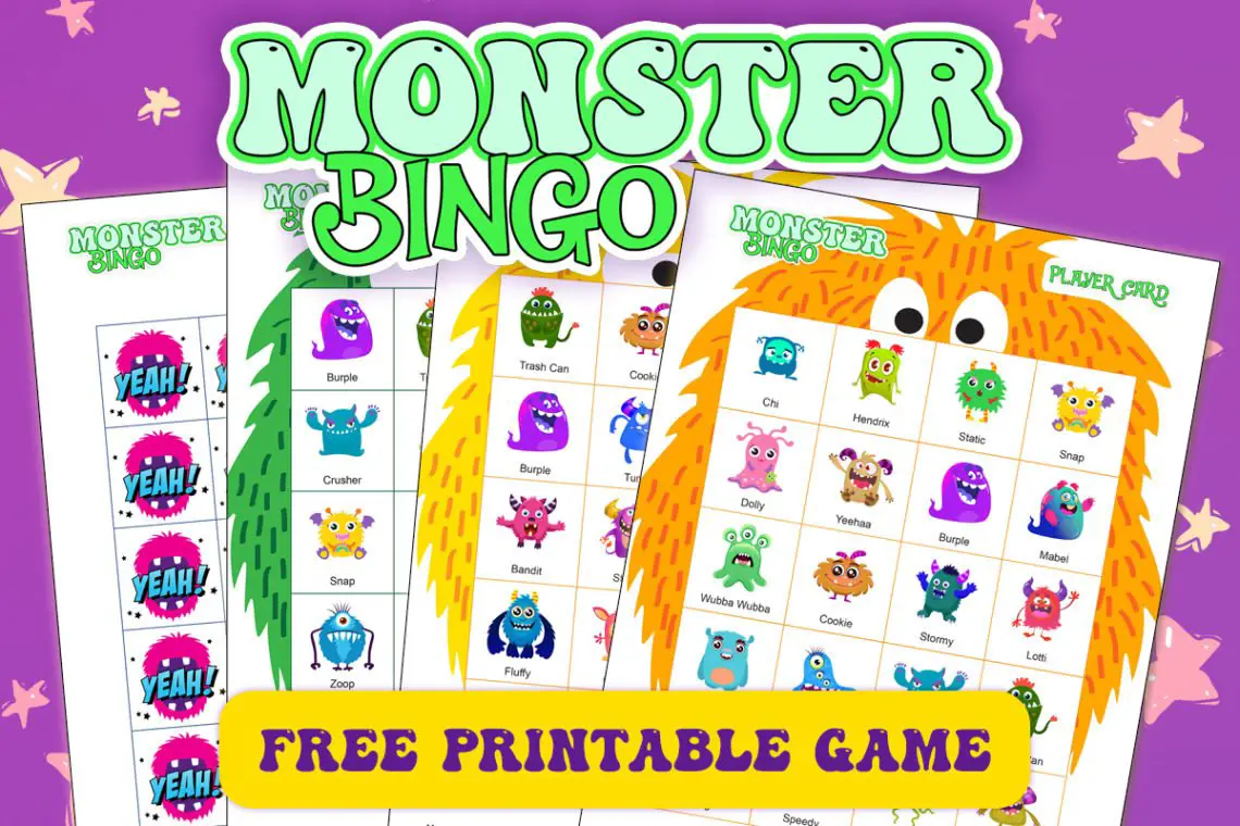 kids party game monster bingo free printable