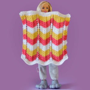 halloween throw blanket free knitting pattern in candy corn colors for barbie and blythe dolls