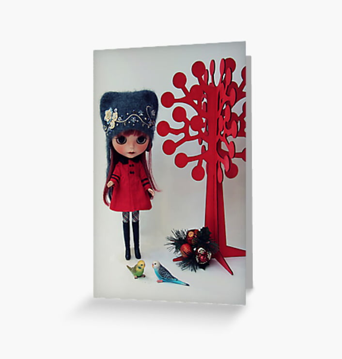 blythe doll christmas card modern stylistic