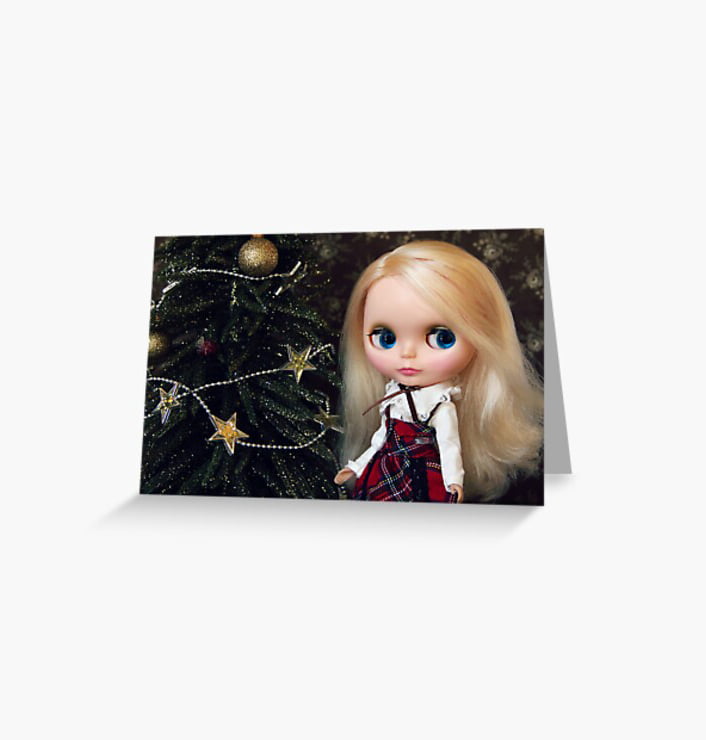 kenner blythe christmas card red plaid tree