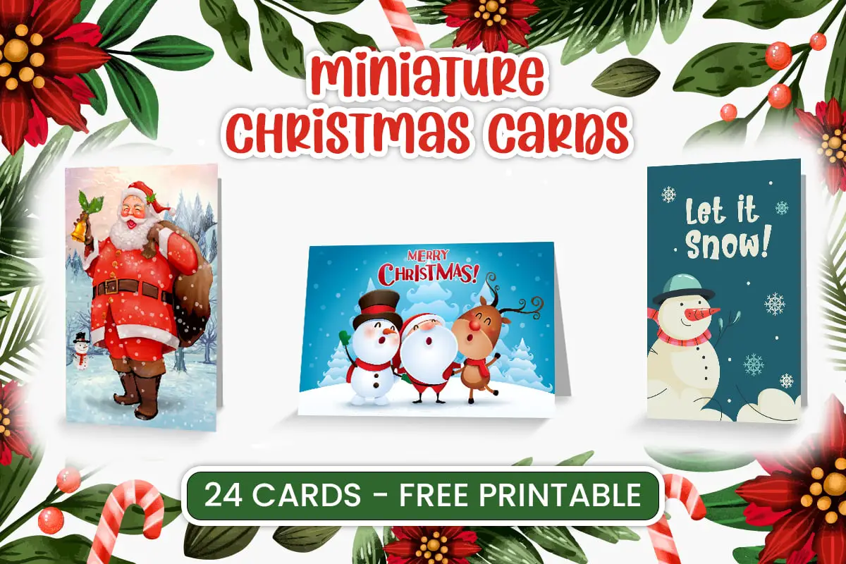 Miniature Christmas Cards Printable with envelopes - Suni Doll