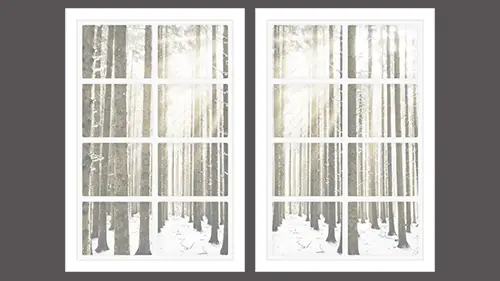 Snowy scene dollhouse window - free printable