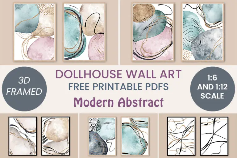 Modern Abstract Dollhouse Wall Art - Free Printables - Suni Doll