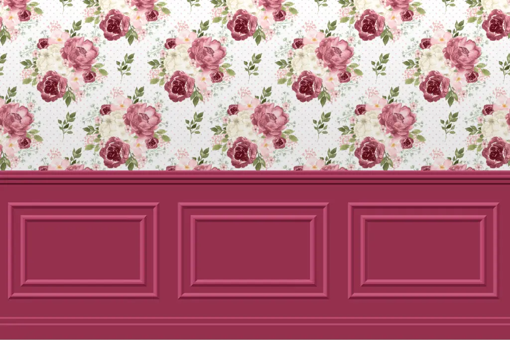 dark raised wall panels for the dollhouse in burgundy - free printable