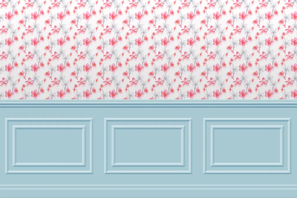 Raised panel wainscoting wall panels for the dollhouse in pale blue
