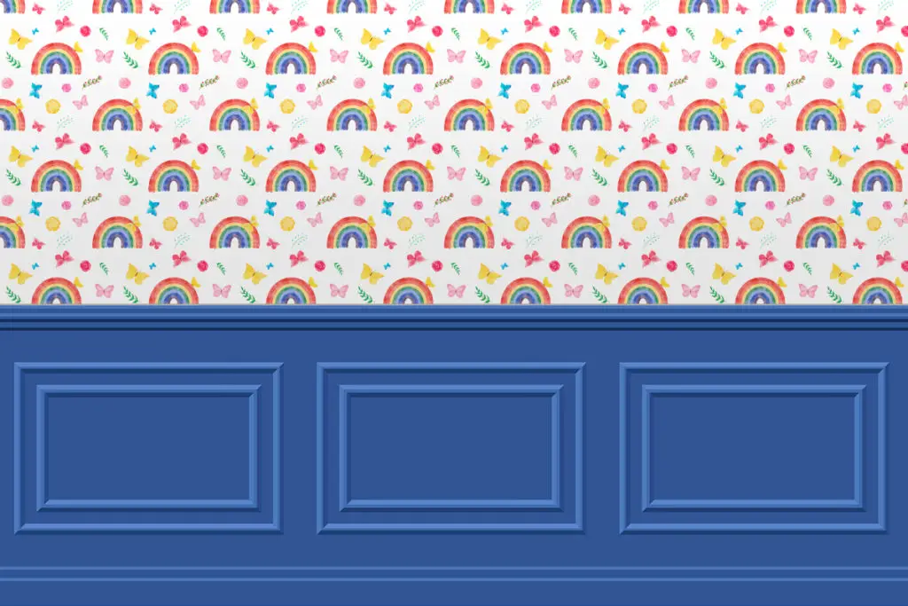 Royal blue wainscoting wall panels for the dollhouse