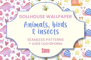 dollhouse wallpaper animals birds and insects theme