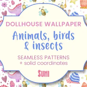dollhouse wallpaper animals birds and insects theme