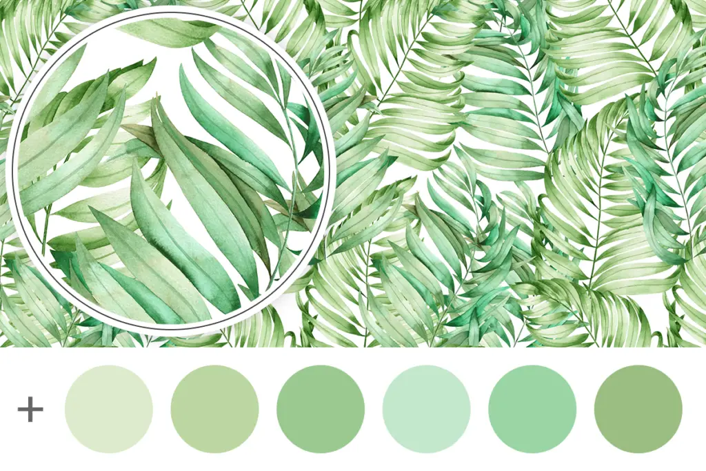 tropical green leaves palm fronds printable dollhouse wallpaper