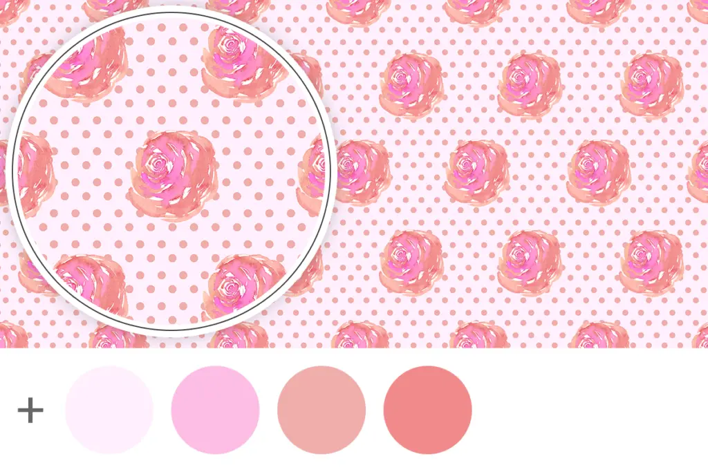 dollhouse wallpaper pink modern fun roses on dots
