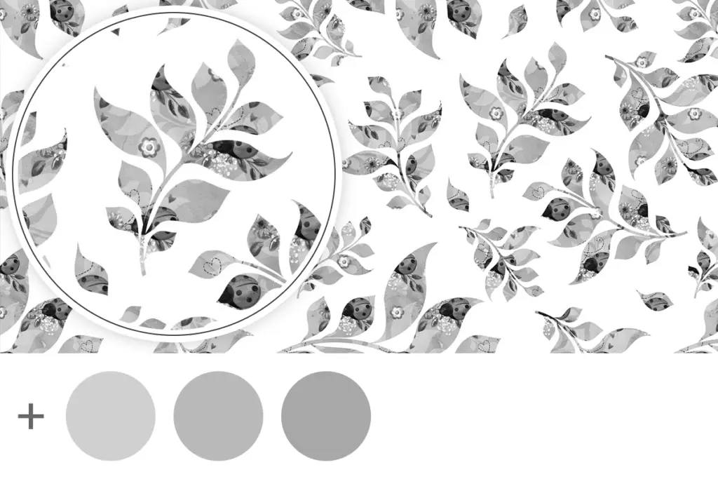 grey patterned leaves dollhouse wallpaper PF0011