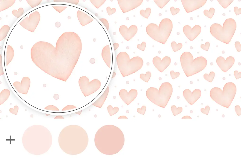 blush pink and peach 3d watercolour hearts dollhouse wallpaper