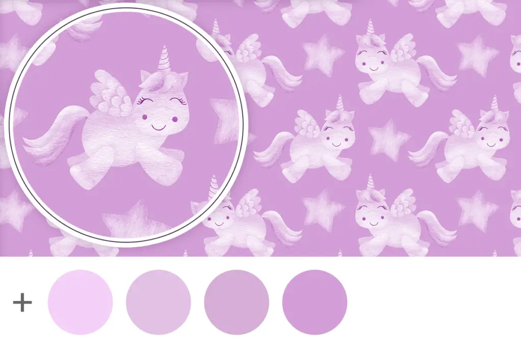 dreamy watercolour unicorns flying on mauve background printable dollhouse wallpaper