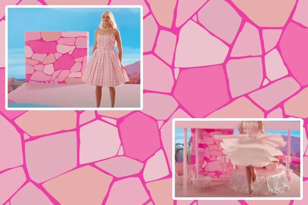 Pink stone seamless pattern inspired by Barbie movie