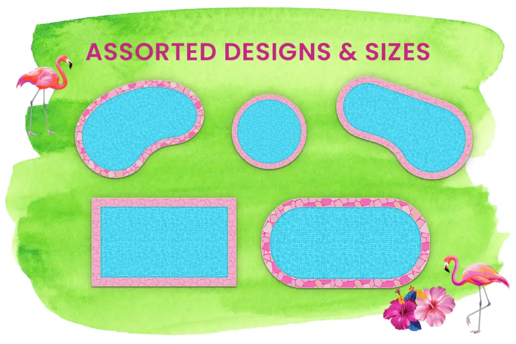 DIY Barbie printable swimming pools in assorted designs, shapes and sizes