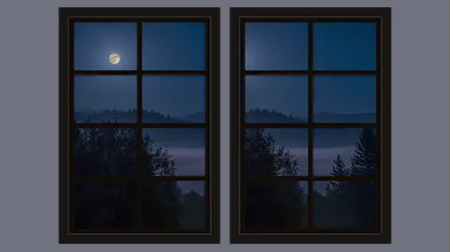 night sky with full moon and forest - Halloween dollhouse windows free printable