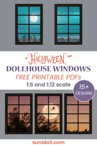 halloween printable dollhouse windows - free digital download