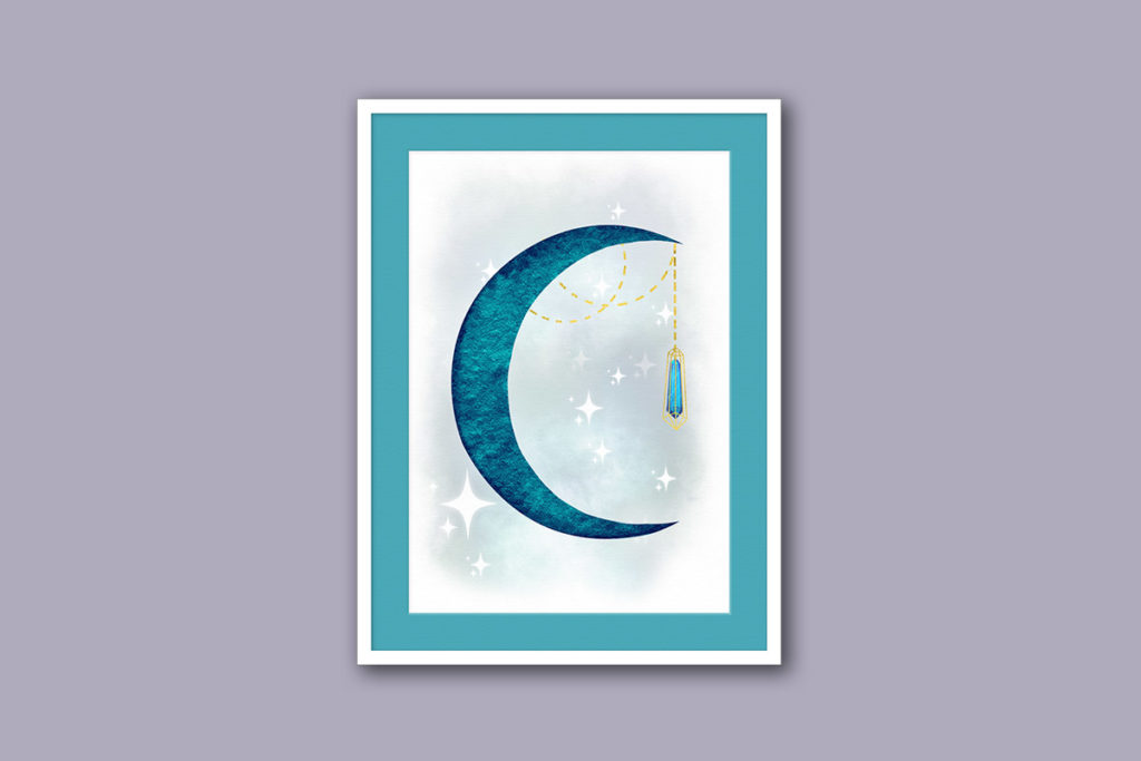 blue moon crystal miniature art printable