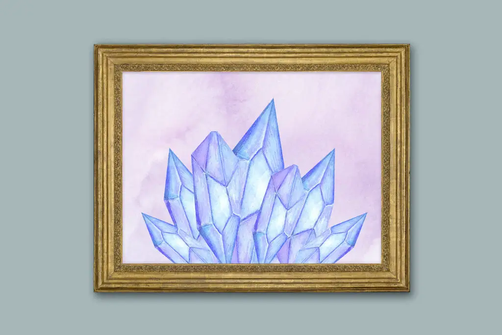 crystal cluster miniature art printable