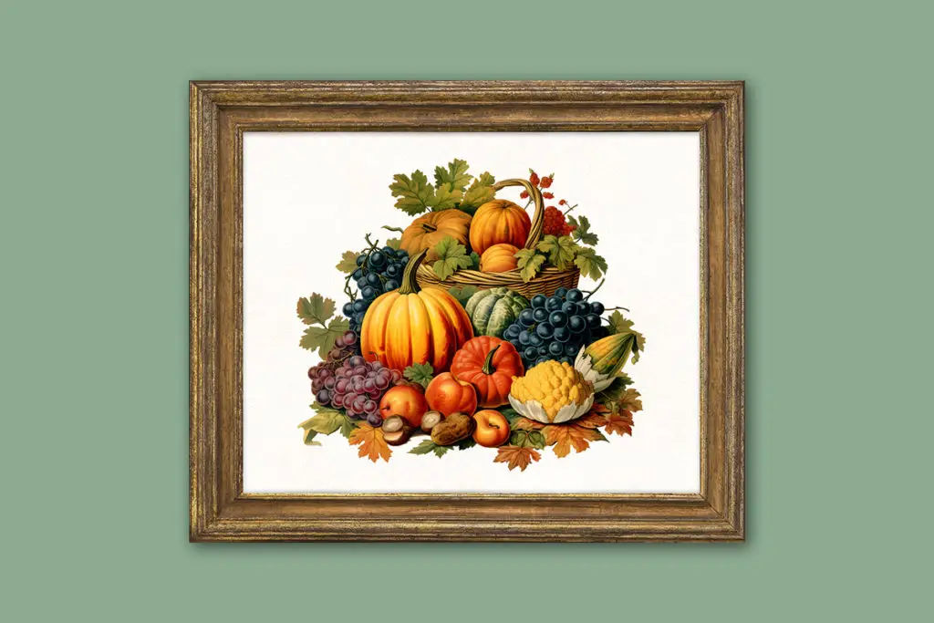 Fall Harvest Dollhouse Wall Art 1:6 and 1:12 scale free printable