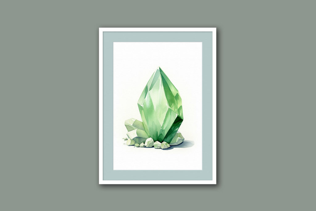 green crystal miniature wall art printable