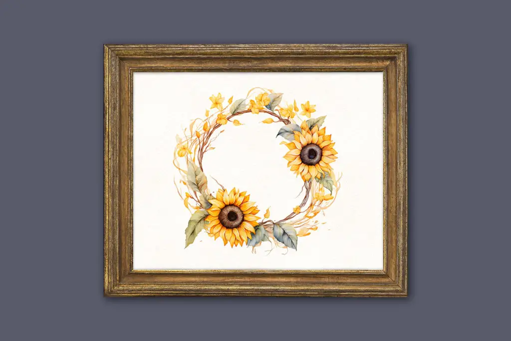 Sunflower Wreath Fall and Autumn Dollhouse Wall Art - free printable