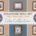 miniature cat-themed wall art free dollhouse printables with frames
