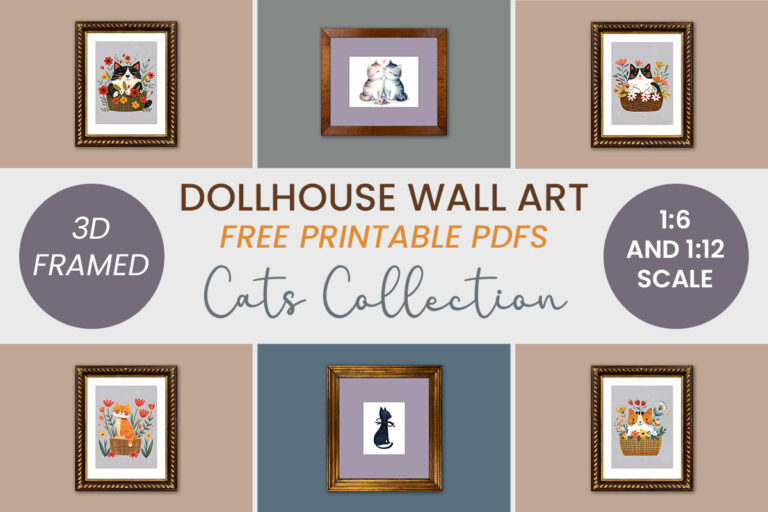 Miniature Cats Wall Art - Free Dollhouse Printables - Suni Doll