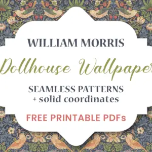 Miniature William Morris wallpaper free dollhouse printables