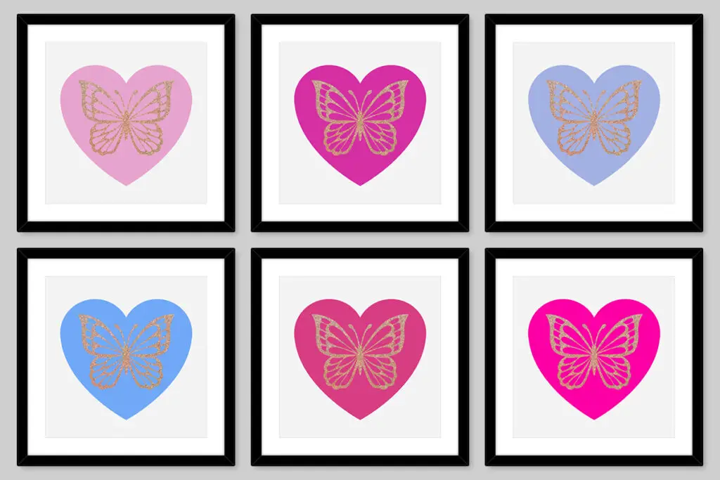 wabh00001 butterfly hearts free printable dollhouse wall art black frames