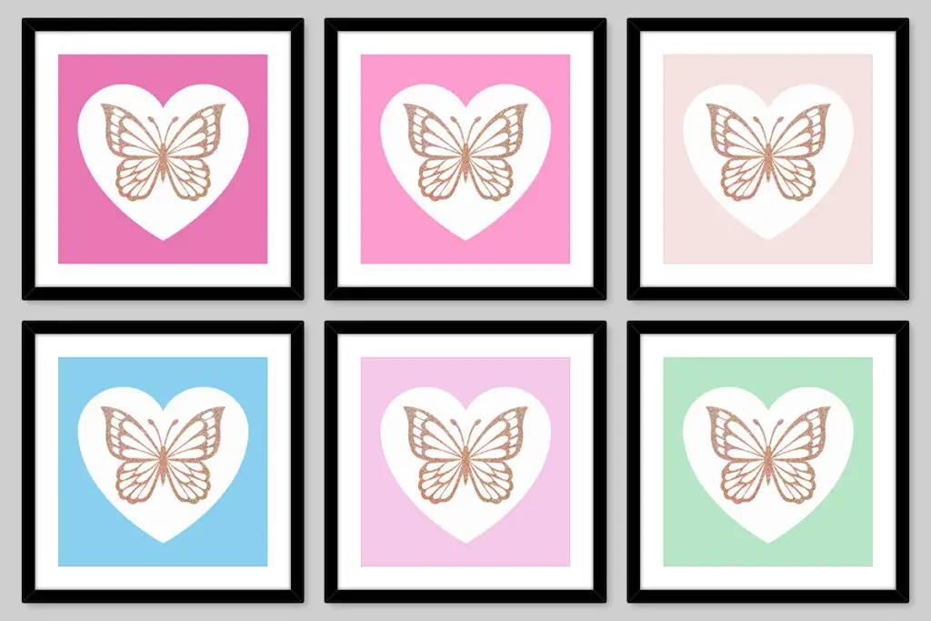 wabh00002i butterfly hearts dollhouse wall art free printable black frames inverse