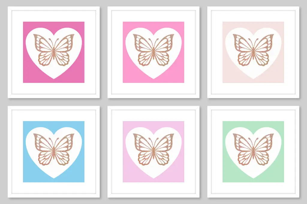 wabh00002i butterfly hearts miniature wall art free printable white frames inverse