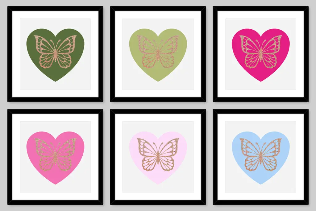 wabh00003 butterfly hearts dollhouse wall art free printable black frames